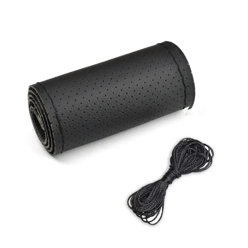 Artificial Leather Steering Wheel Cover Anti-Slip Braiding Cover For Steering Wheel 37cm-38cm Steering Wheel Protector