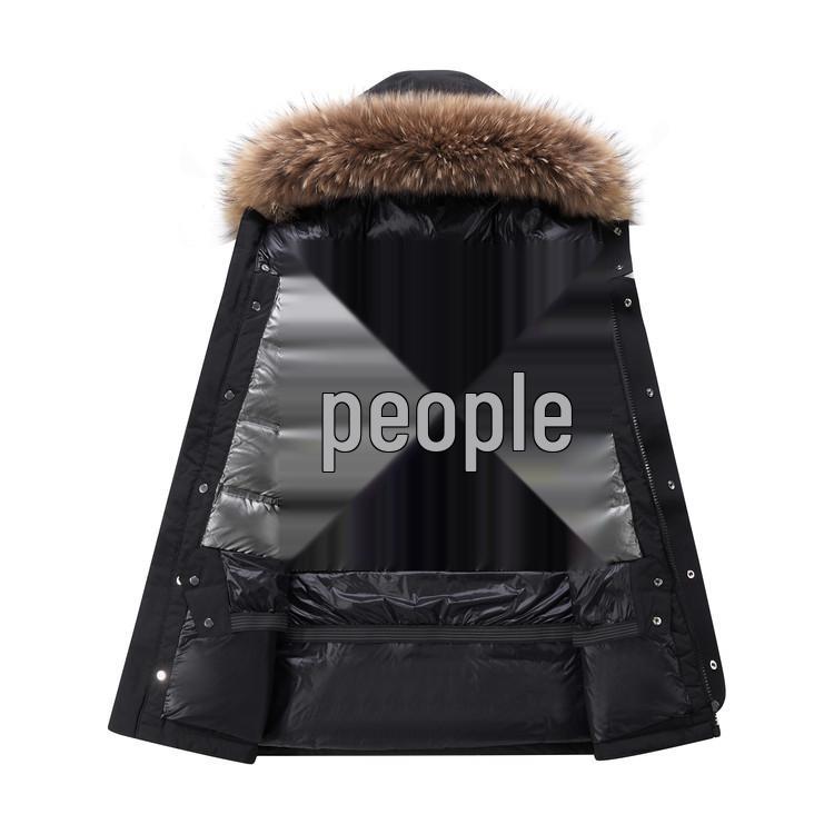 Winter 2025 Men's Fashion Down Jacket with Fur Collar - Unisex, Warm, Hooded, and Windproof.