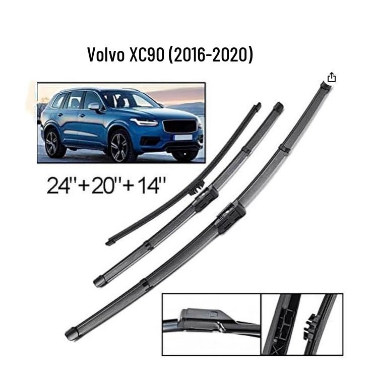 Volvo XC90 MK2 (2016-2020) Front & Rear Windshield Wiper Blades with Rubber Strips