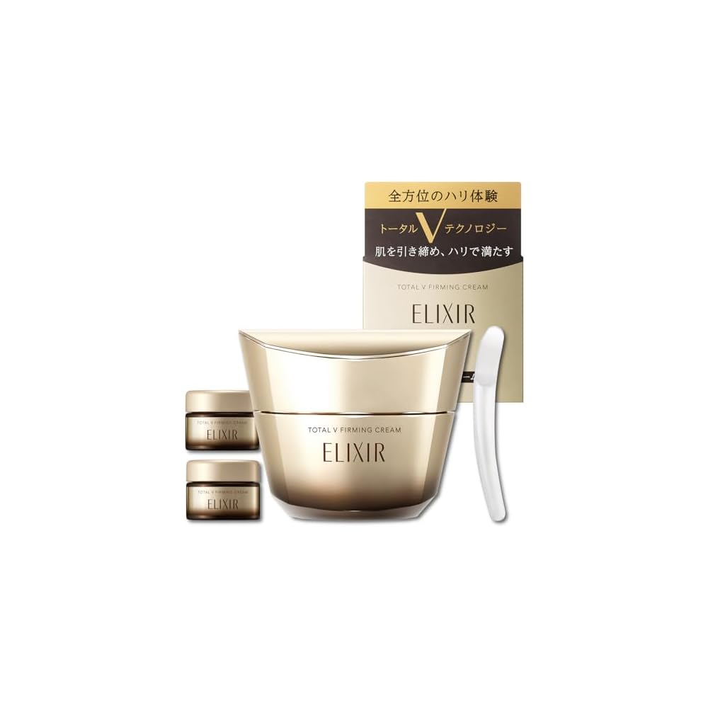 Elixir Total V Firming Cream Set with Mini Size (50g + 10g) - V Cream for all-around firming, tightening, and anti-aging care. [Amazon.co.jp Exclusive