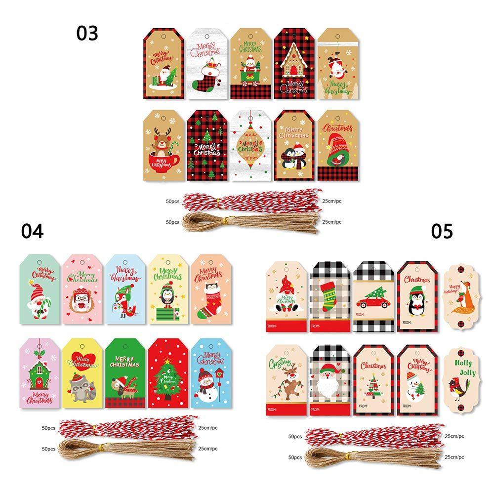 100pcs Party Cards Xmas Decoration Wrapping Supplies Hang Tags Gift Wrapping Christmas Labels Kraft Tag