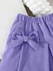 Girls' Bubble Sleeve Top & Bow Skirt 2Pcs Outfit