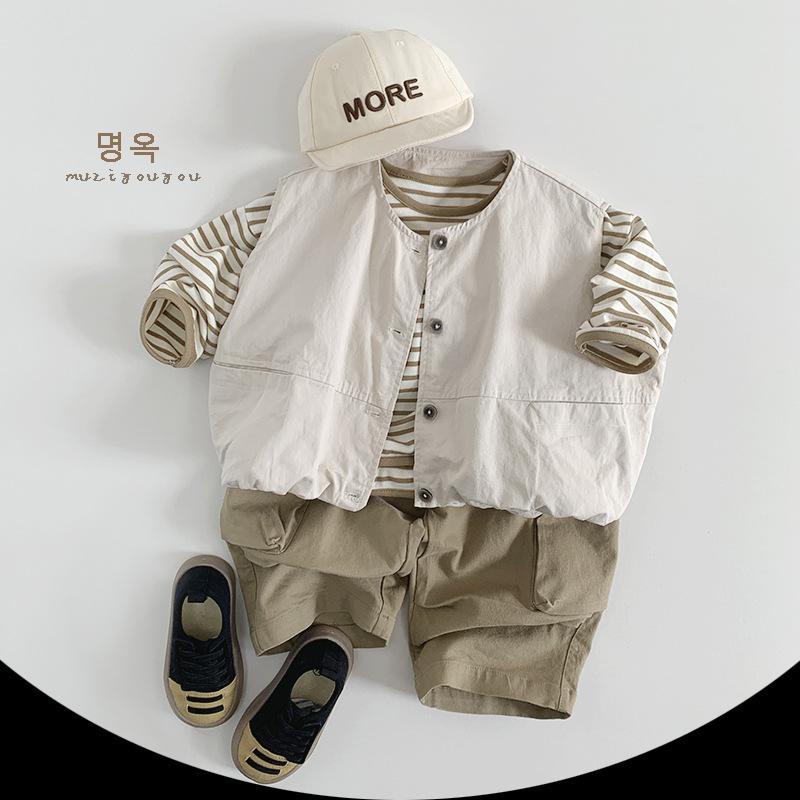 Kids Solid Sleeveless Vest Open Front Cardigan Unisex Children Casual Outerwear