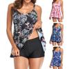 2 Teile/satz Frauen Tankini Set Gepolsterte Unterwäsche Sling Flowy Saum Tops Hohe Taille Badehose Set Badeanzug