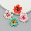 Elegant Floral Drop Oil Earrings Women Alloy Flower Studs In White Pink Orange Green