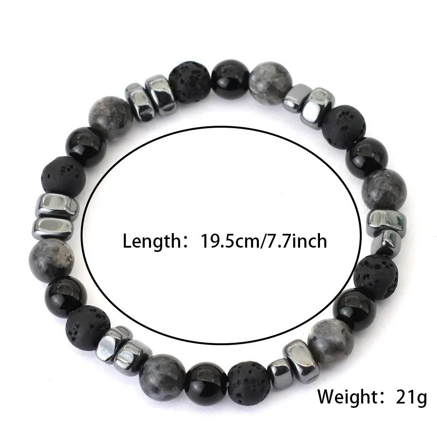 Natural Hematite Stone Beaded Bracelet Men Handmade Unfading Strand Braclet Jewelry Office Leisure Homme Accessories