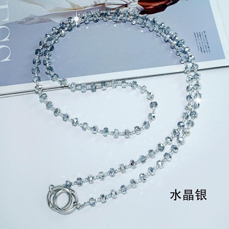 

120cm Crystal Beads Crossbody Lanyard Long Cord Necklace Chain Glitter Strap Anti-lost Universal Hanging CellPhone Cover Case