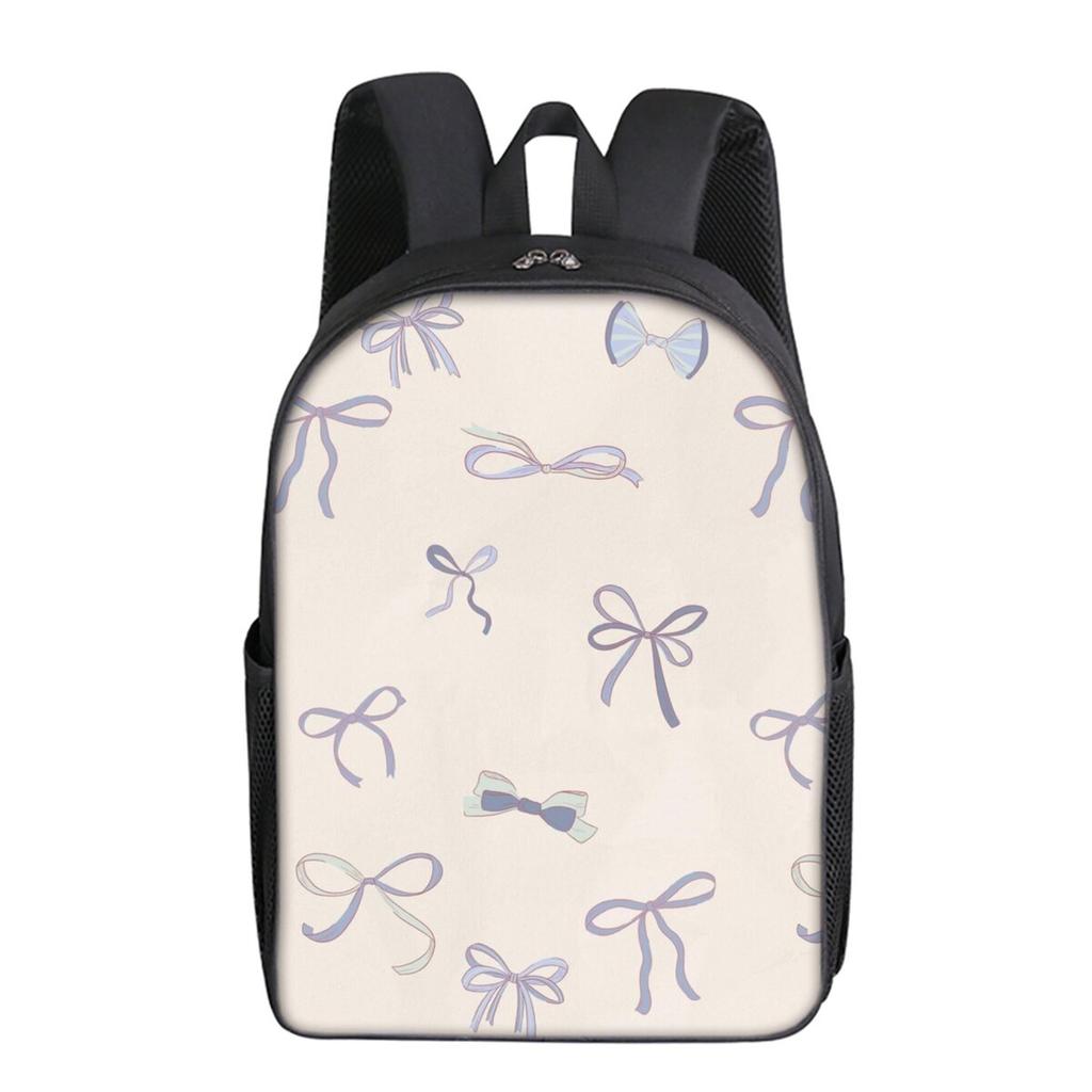 Bow Print Single Layer Backpack Simple Style for Boys/Girls Children Best Gifts 2D Flat Cartoon School Bags