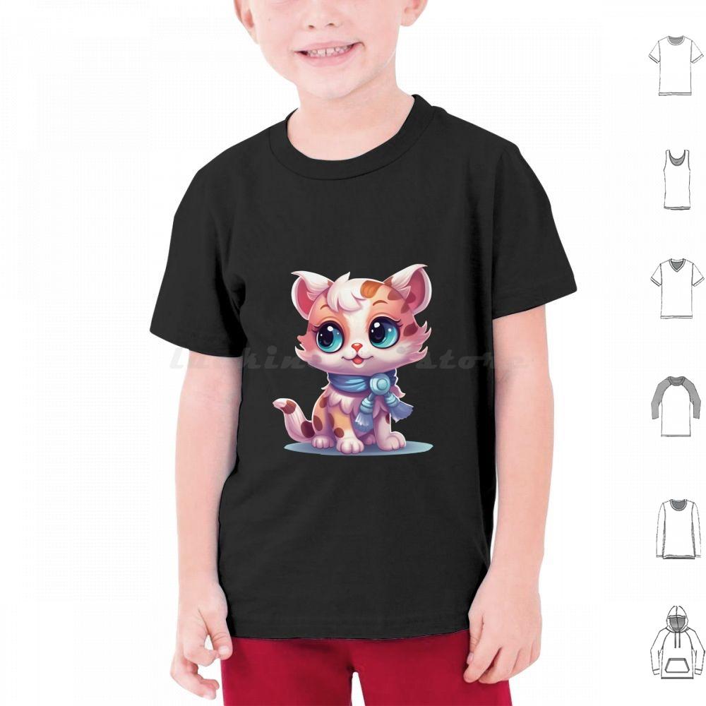 Kawaii Lovely Cat T Shirt Big Size 100 Cotton Cute Cat Illustration Cartoony Cat Design Meowing Cat Art Playful Cat Drawing