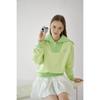 Smile Heart Sailor Collar Fleece Sweatshirt Lime