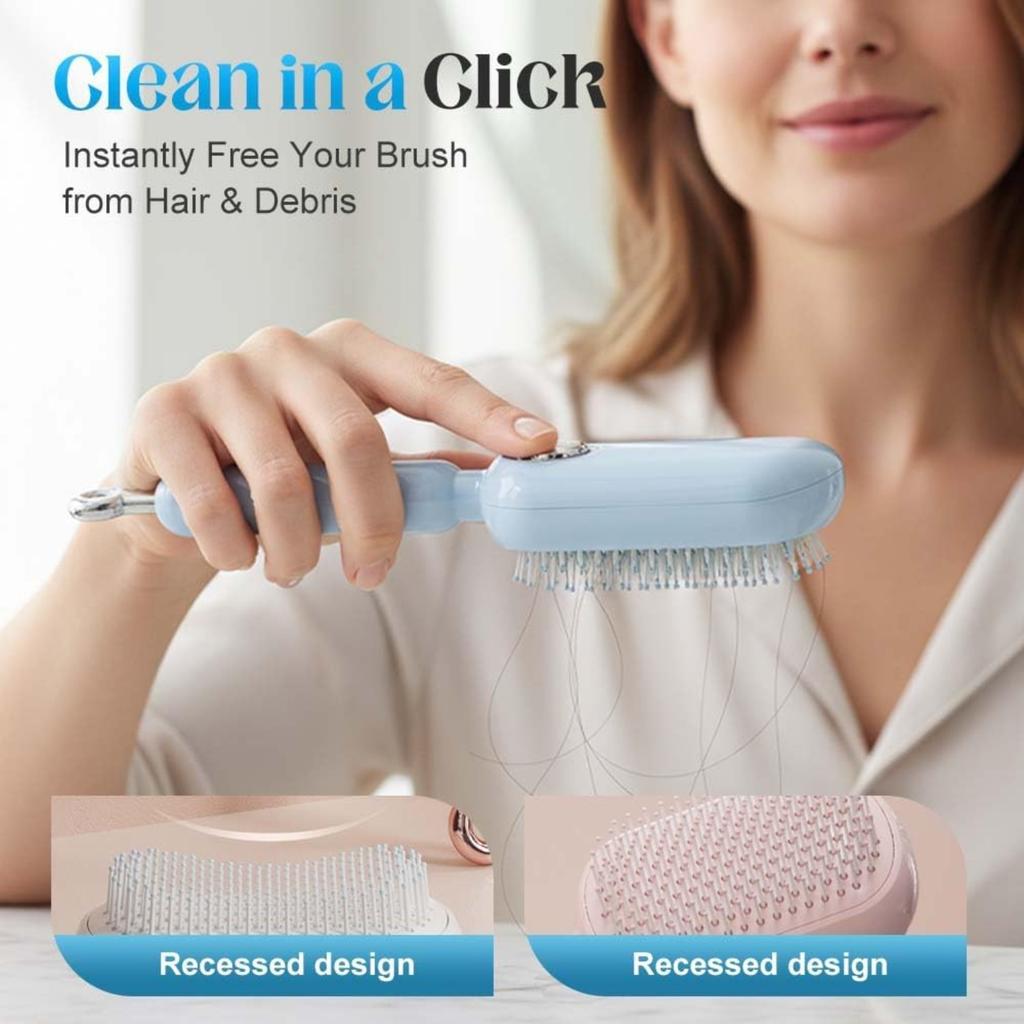 2026 Upgrade Retractable Cushion Massage Comb, Anti Static Self Cleaning Hair Brush for Women and Men, Anti Static Pull Ring Air Cushion Massage Brush