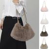 Warme Pluizige Schoudertas Effen Kleur Dames Handtas Retro Kunstbont Hobo Tas Dames