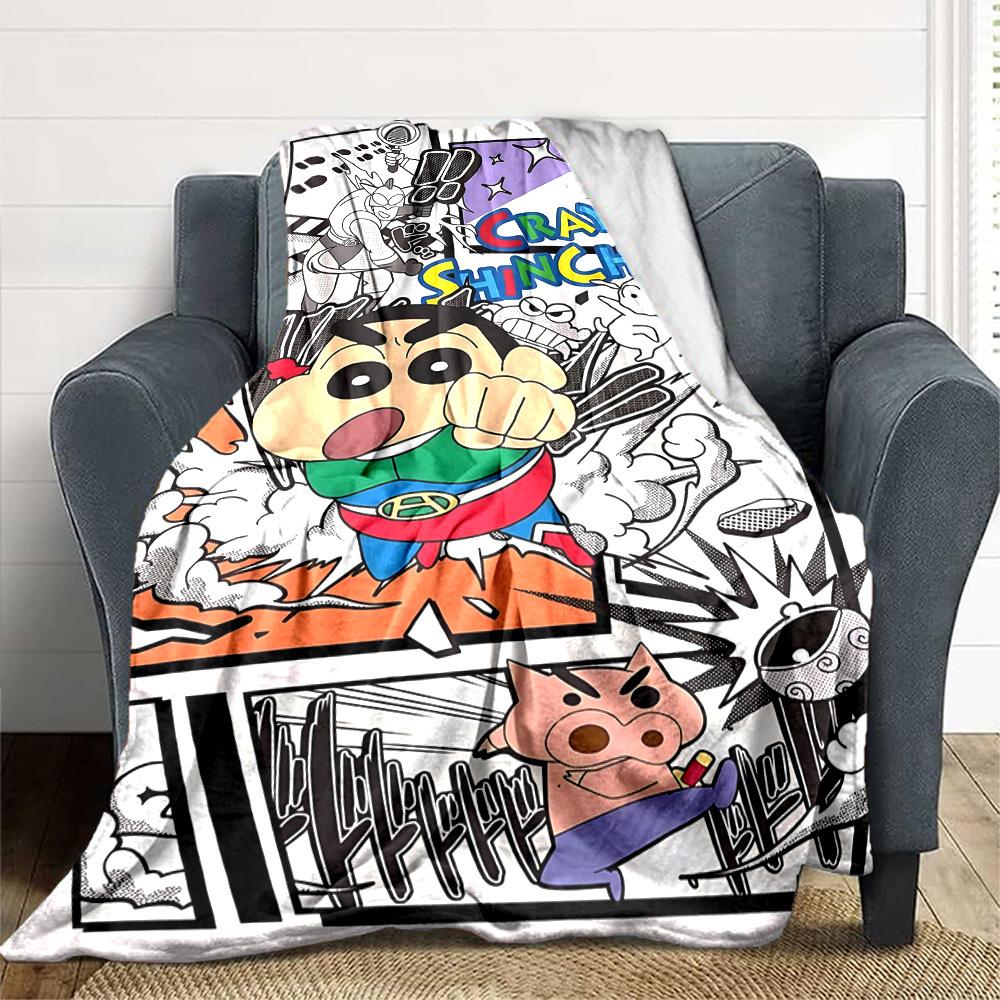 1pc Crayon Shin chan Blanket Lightweight Flannel Blanket Throw Blanket For Sofa, Bed, Travel, Camping, Livingroom, Office, Couch