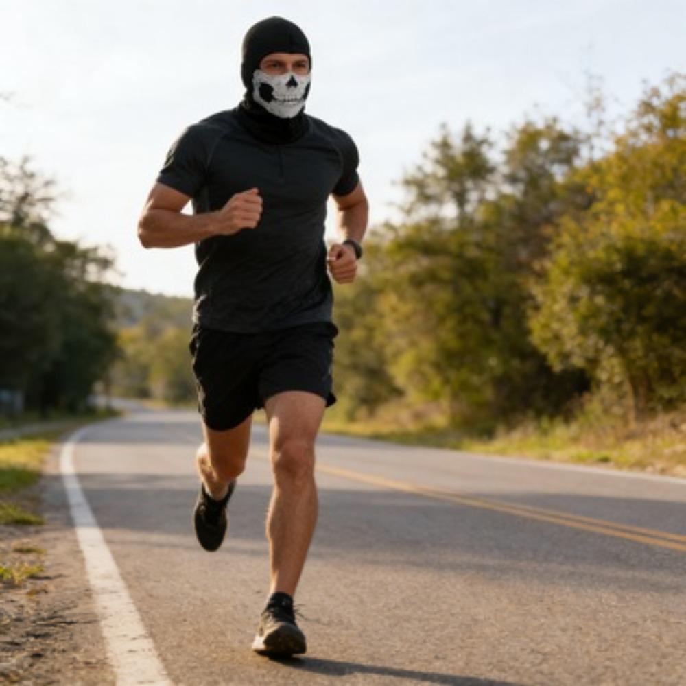 Motorcycle Full Face Balaclava, Skull Print Windproof Ski Mask, Helmet Liner Head Neck Warmer for Bicycle Motorbike