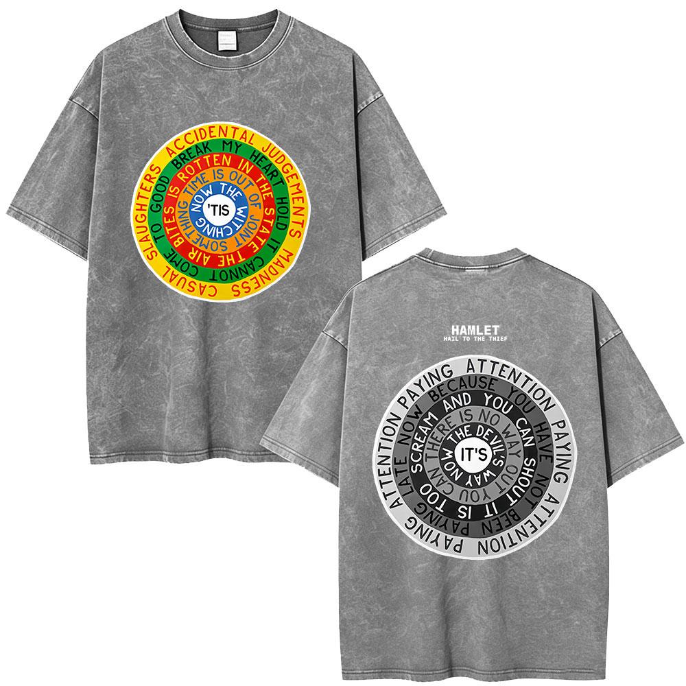 Vintage Washed Radiohead Semaphore Rock Band T-shirt Men  Clothing Fashion Hip Hop Gothic T Shirts Cotton Casual T-shirts