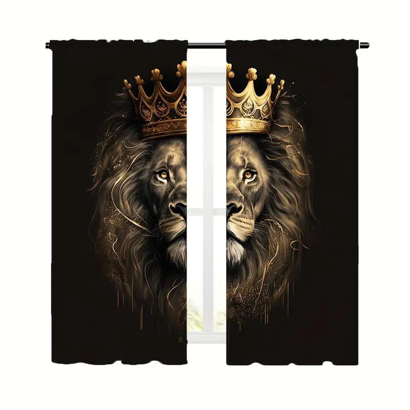 Lion curtains, pole bag decorative curtains, bedroom, living room and study, home decoration, room decoration curtains