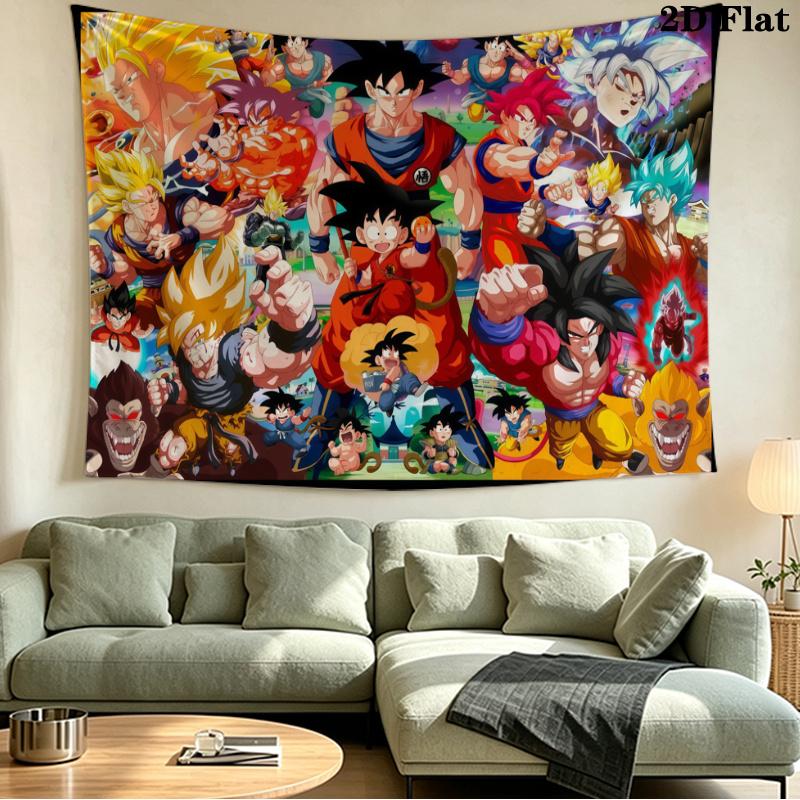 Anime Dragonball Wall Tapestry Aesthetic Wall Hanging Printed Fabric Blanket Decorative Tapestries for Bedroom Living Room Home Decor