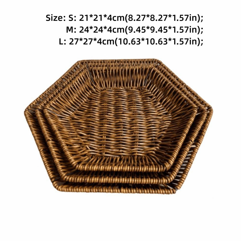 High Quality Woven Design Weaving Basket Coffee High Quality Fruit Basket Hexagon Display Basket Makeup Products and Jewelry