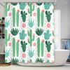 Green Cactus Shower Curtain Set Bathroom Decor Fabric Waterproof Shower Panels For Home Decoration Supplies