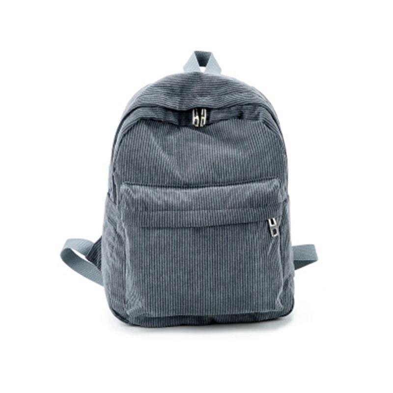 Women's Corduroy Backpack Fashion School Bag Pure Color Shoulder Pack Teen Girl Mochila Casual 