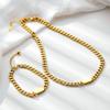 Unisex 7mm Minimalist Polished Cuban Chain Necklace & Bracelet Set - European & American Hip-Hop Style