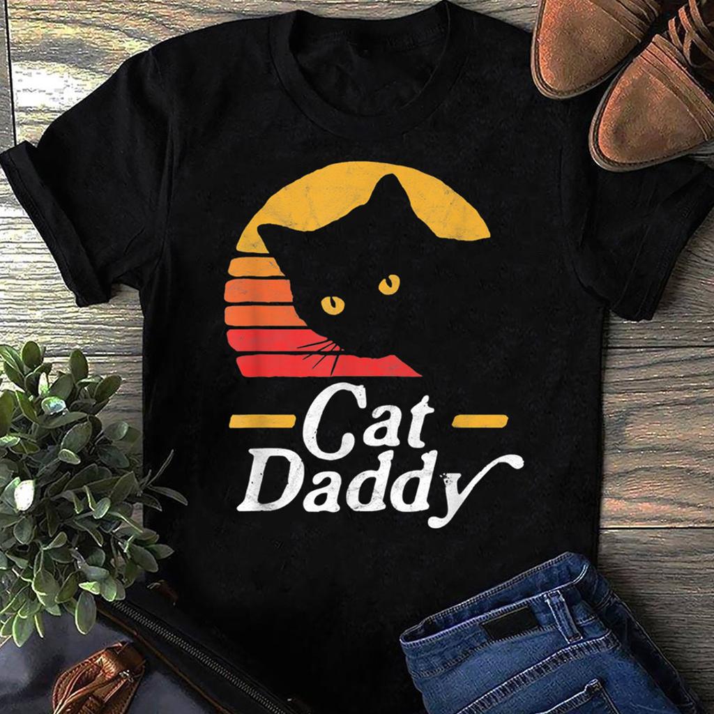 Cat Daddy Vintage Eighties Style Cat Retro Distressed T-Shirt Funny Cat Men Women T Shirts