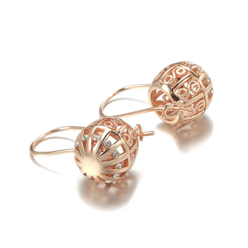 Fashion Golden Ball Drop Earrings For Women White Zircon High Quality Daily Jewelry