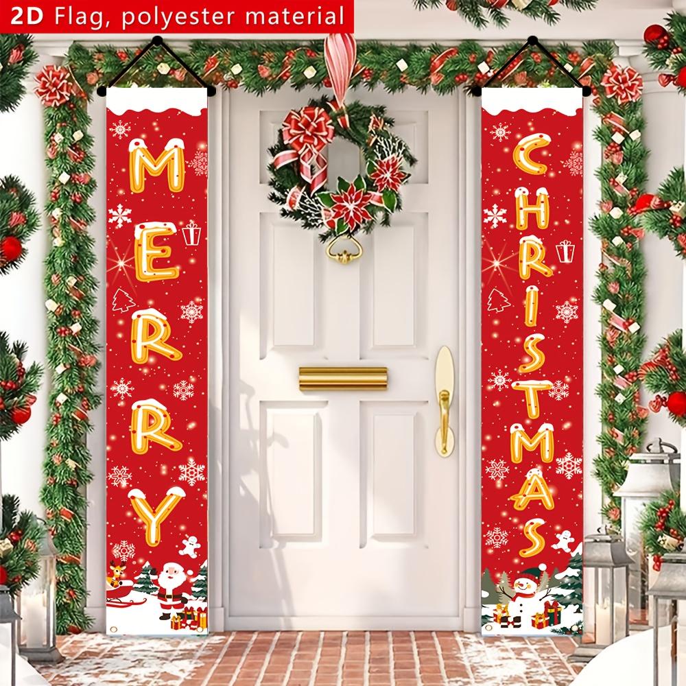 2D Flat, 2D Flat Banner, 1pc Cartoon Designed Christmas Couplet Banner, 180cm/30cm, 70.8in/11.8in. No Need for Power Generation. Can Be Used as a Door