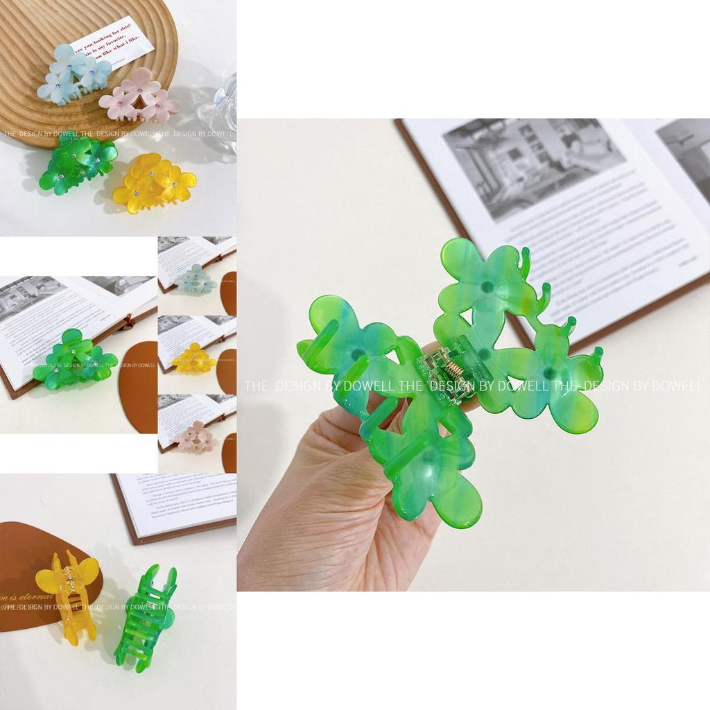 Elegante florales Design Acetat Haarspange Luxus Strass Haarklammer für Frauen