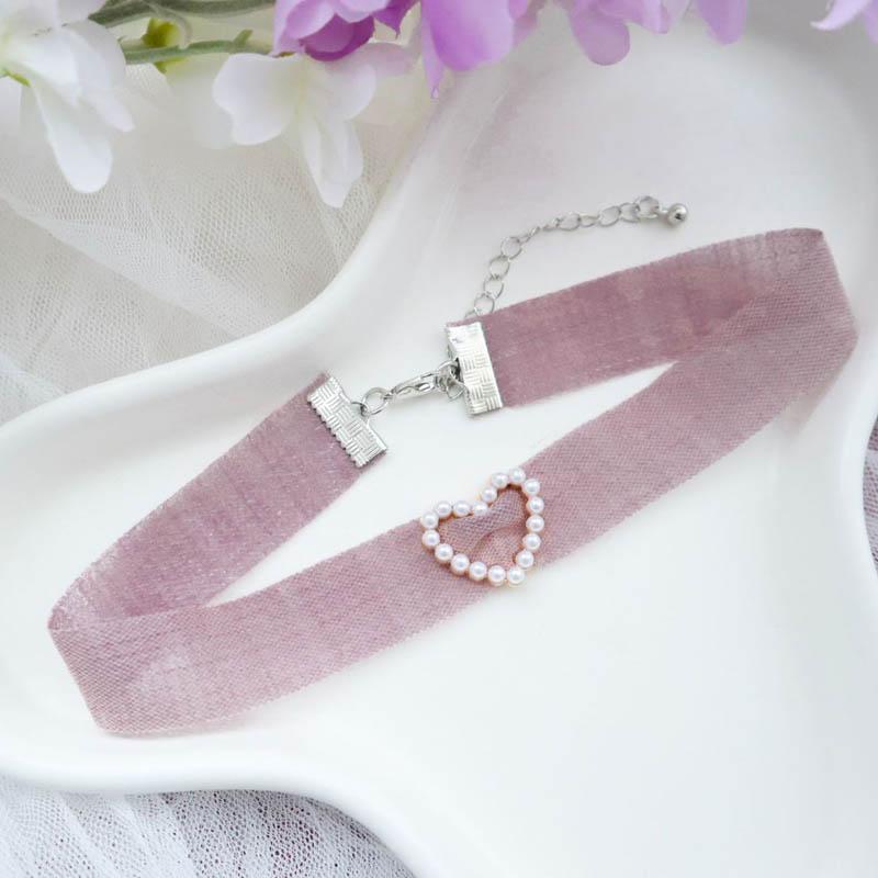 Purple Choker Necklace for Women Fashion Pearl Lace Butterfly Daisy Flower Heart Moon Clavicle Jewelry Accessory Ideal Gift