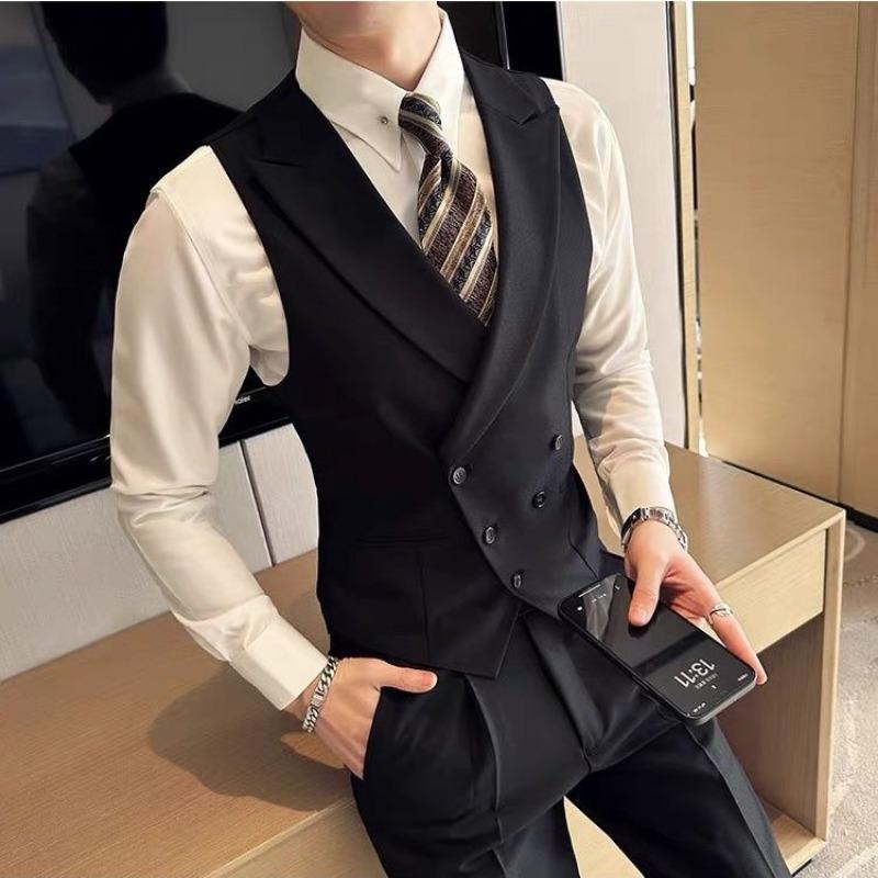 Men's New High-end Suit Casual Waffle Buckle Business Sleeveless Vest