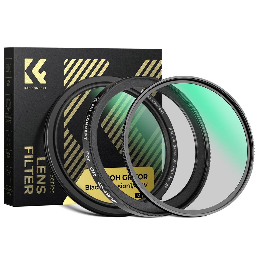 Concept UV Filter Adapter Ring Black Mist Filter Filter Set Compatible with Ricoh GR II GR III GR IIIx GR IIIx HDF Protective Filter Soft Effect Soft