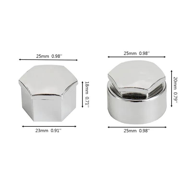 20Pz Tappi Dadi Ruota 17mm Cromati Copridadi Bulloni Ruota Universali Copri Dadi Ruota Pneumatico inclusi 16 Misure Standard 4 Misure di Bloccaggio