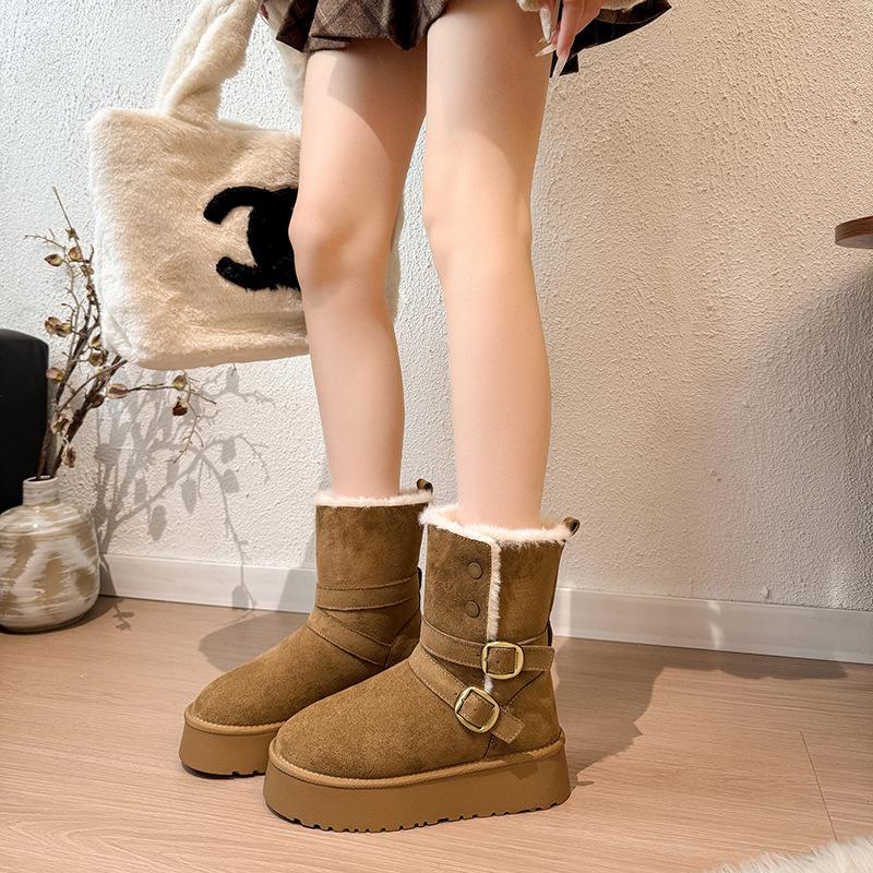 

Women s lightweight thick sole mid-calf winter warm fur one snow boots plush lined non-slip casual sports cotton boots 40 малиновый