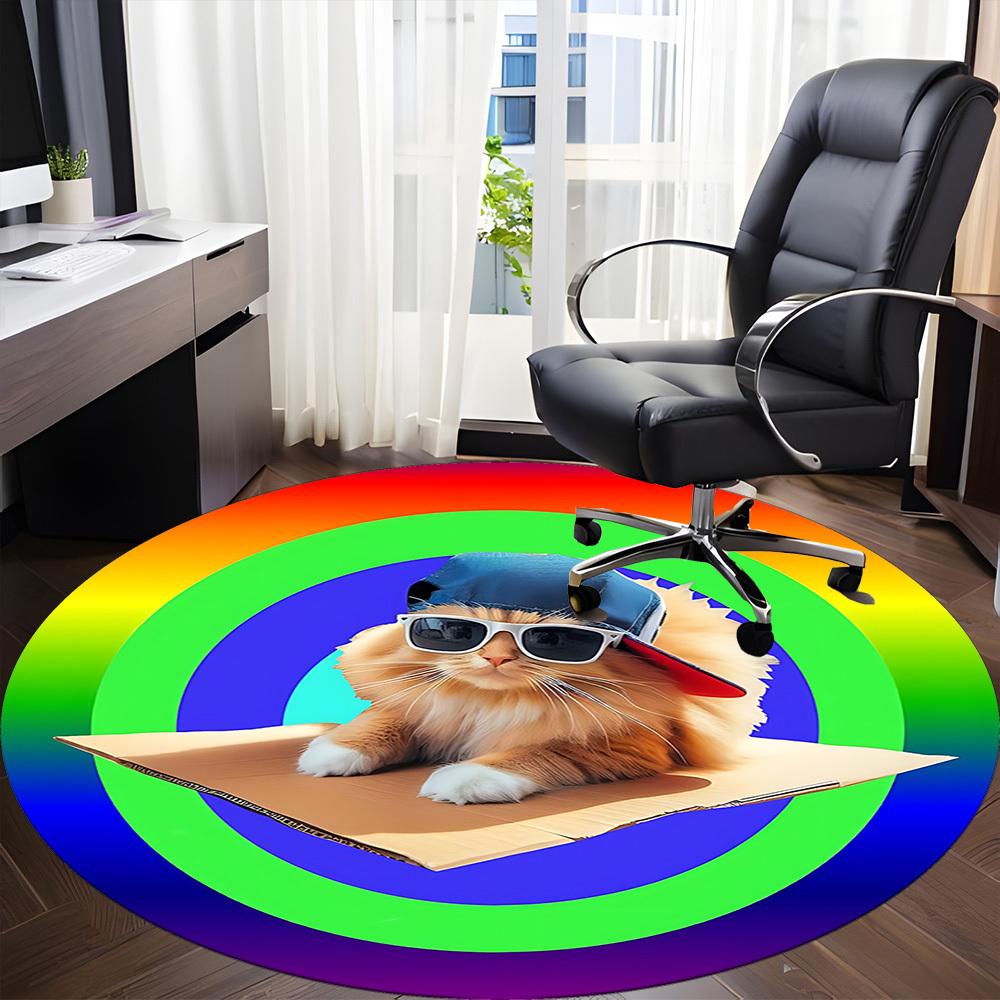 1pc Cat, Sunglasses Chair Carpet for Office - Durable, Ideal for Chair Mats, Stylish & Functional Decorative Rug yy260130003