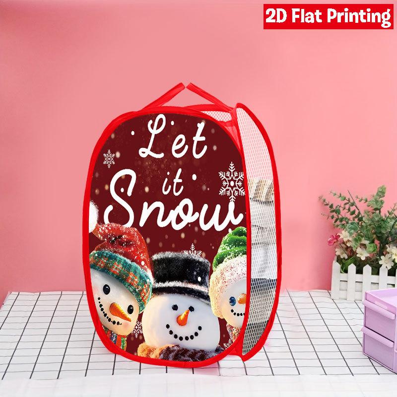 1Pcs Santa Claus Pop-Up Laundry Hamper Expandable Mesh Hamper Basket for Room Bedroom Bathroom Organization Contemporary Storage
