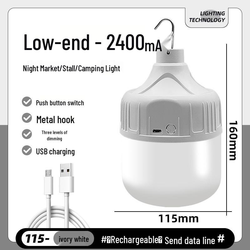 USB Rechargeable LED Emergency & Camping Light: Wireless, Energy-Saving Bulb for Outdoor Markets & Street Stalls