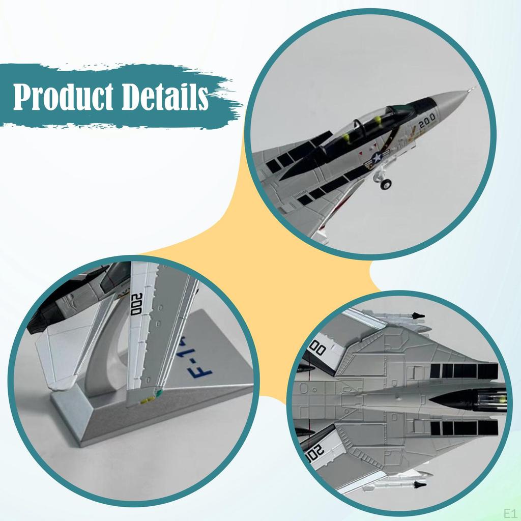 1/100 F-14 Fighter Plane Toy Diecast Alloy Model for TV Cabinet Office Shelf