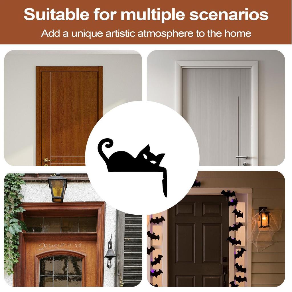 Cat Door Topper Decorative Door Topper Wooden Cat Shape Wall Decoration For Halloween Apartment Dwellers Outdoor Event Hosts