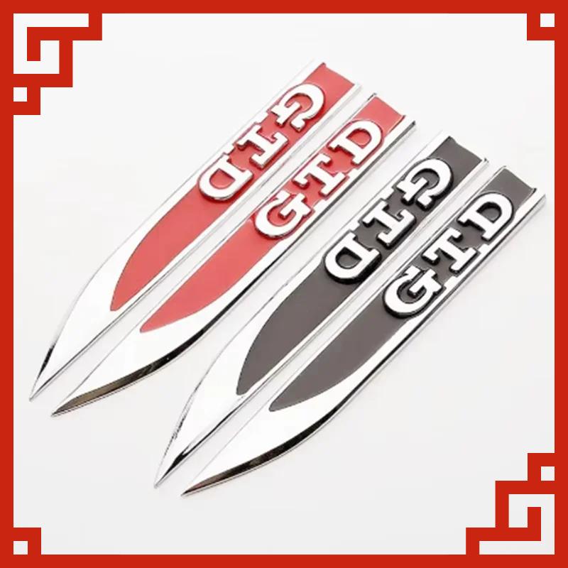 2Pcs 3D Metal Car Fender Badge Decal GTD Logo Stickers For Volkswagen VW Golf 4 5 6 7 MK4 MK5 MK6 MK7 GTD Emblem Accessories