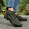 Breathable Knitted Men's Hiking Shoes High-top Casual Sports Shoes Non-slip Outdoor Trekking Traveling Sneakers Big Size 38-48