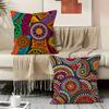 Colorful Vivid Circle Pattern Cushion Cover Durable Hypoallergenic Organic Linen Short Pillow Cover Washable