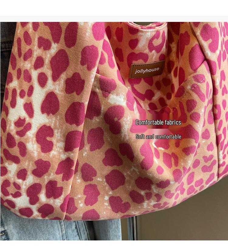 Leopard Print Corduroy One-Shoulder Tote Bag - Versatile, Large Capacity, and Fashionable