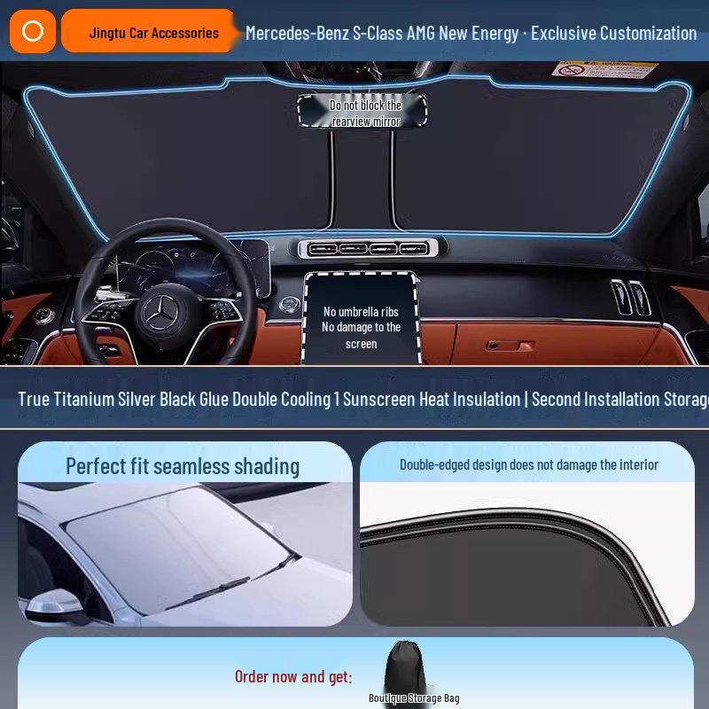 Mercedes Sunshade for GLC, C260L, E300L, GLB C-Class - Windshield Heat Insulation Curtain