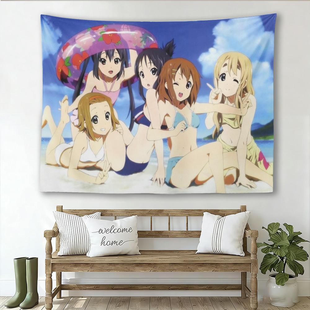 Hokago Tea Time Anime Beach Tapestry Wall Hanging for Bedroom Dorm Decor
