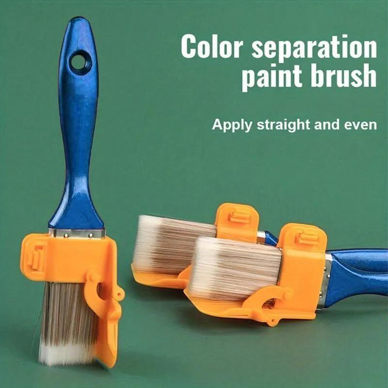 1pc Multi-Purpose Edge Painting Brush - No Battery, Manual Plastic Tool with Wooden Handle for Walls, Ceilings & Narrow Surfaces