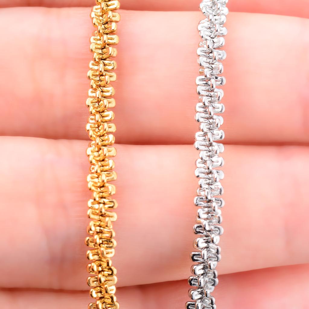 Glitter Chain Necklace Stainless Steel Jewelry Accessories for Women Men Silver/Gold Plated Choker on the Neck Collar DIY