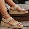 Dames Lichte Sleehak Sandalen Open Neus Platform Dikke Zool Zomer Casual Slingback Schoenen met Hielband Vrijetijdsschoenen