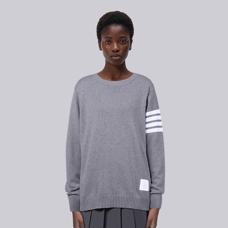 TB Knitted Sweater Unisex Autumn/Winter New Collection Solid Color Four Bar Long Sleeve Round Neck Sweater Fashionable and Simple