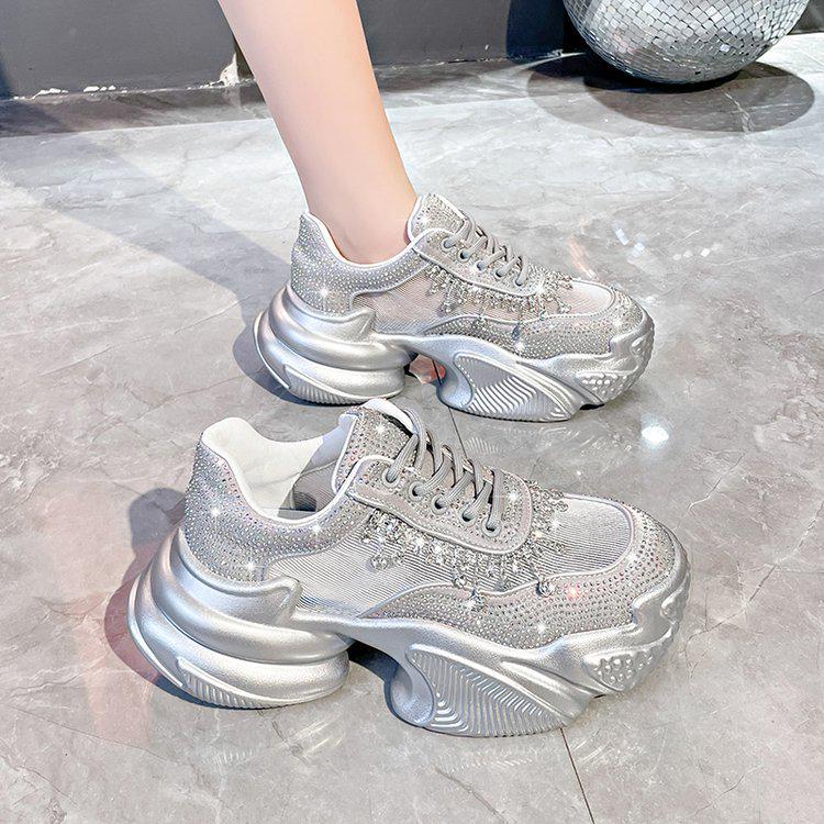 2024 Spring/Summer Mesh Diamond Women's Casual Shoes - Stylish, Breathable, All-Match Sports Sneakers
